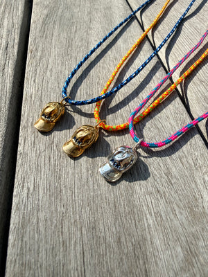 a salty ACK hat necklace